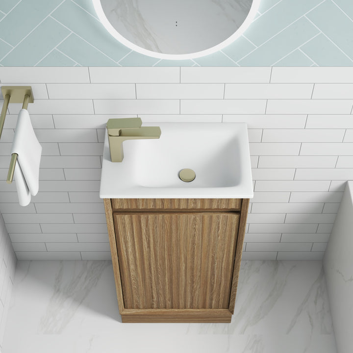 Aulic Mini Ravia Fluted Harvest Oak Floor Standing Vanity - 450mm - Design 10