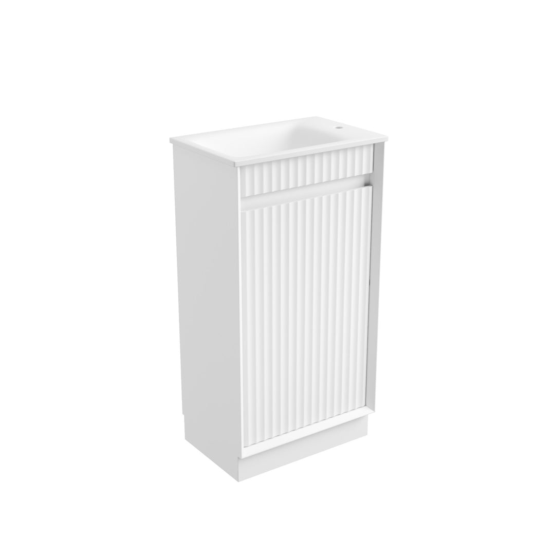 Aulic Mini Ravia Fluted Matte White Floor Standing Vanity - 450mm - Design 10