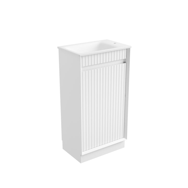 Aulic Mini Ravia Fluted Matte White Floor Standing Vanity - 450mm - Design 10