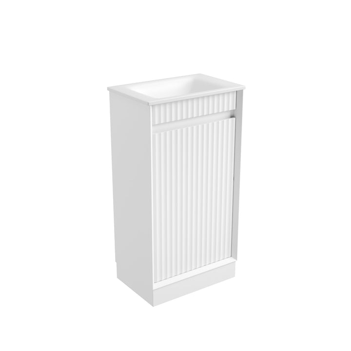 Aulic Mini Ravia Fluted Matte White Floor Standing Vanity - 450mm - Design 10