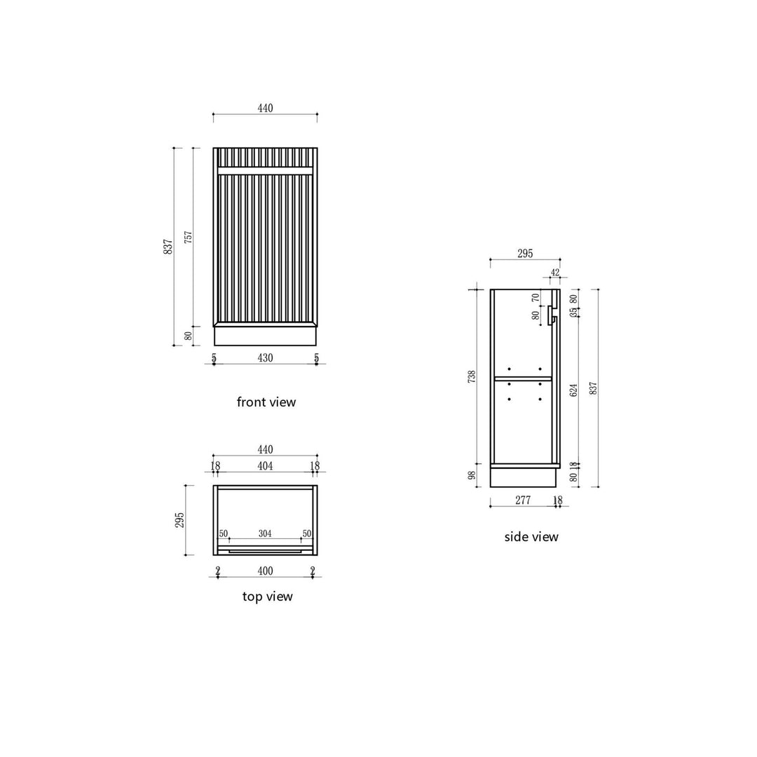 Aulic Mini Ravia Fluted Matte White Floor Standing Vanity - 450mm - Design 10