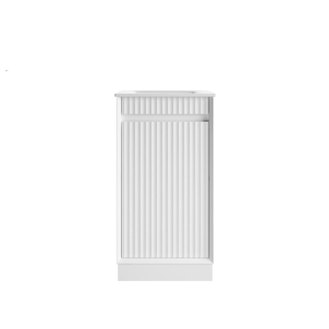 Aulic Mini Ravia Fluted Matte White Floor Standing Vanity - 450mm - Design 10