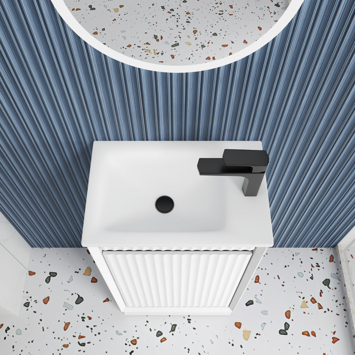 Aulic Mini Ravia Fluted Matte White Floor Standing Vanity - 450mm - Design 10