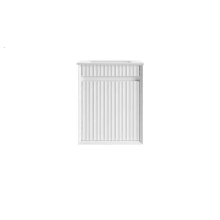 Aulic Mini Ravia Fluted Matte White Wall Hung Vanity - 450mm - Design 10