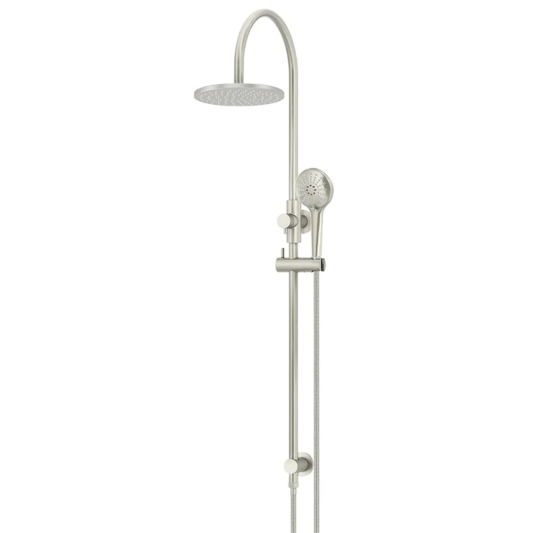 Meir Round Gooseneck Shower Set  + Three-Function Hand Shower