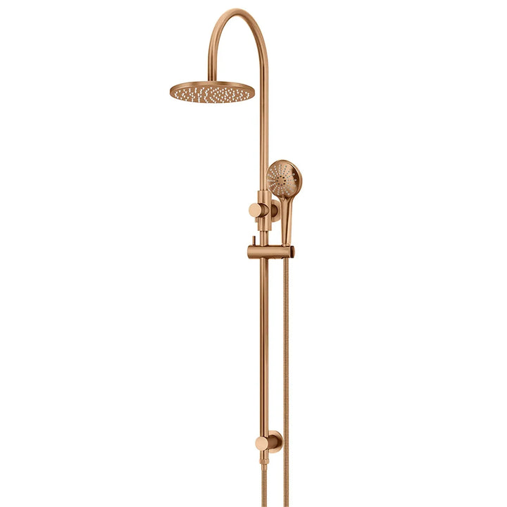 Meir Round Gooseneck Shower Set  + Three-Function Hand Shower