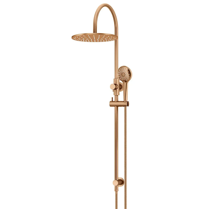 Meir Round Gooseneck Shower Set  + Three-Function Hand Shower