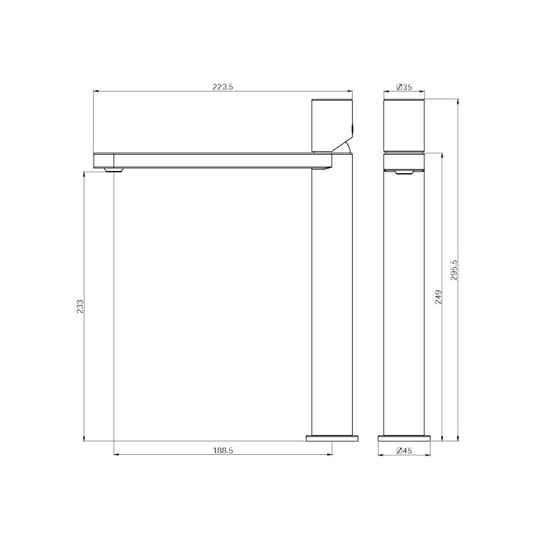 Nero Pure SS316L Tall Basin Mixer - Design 10