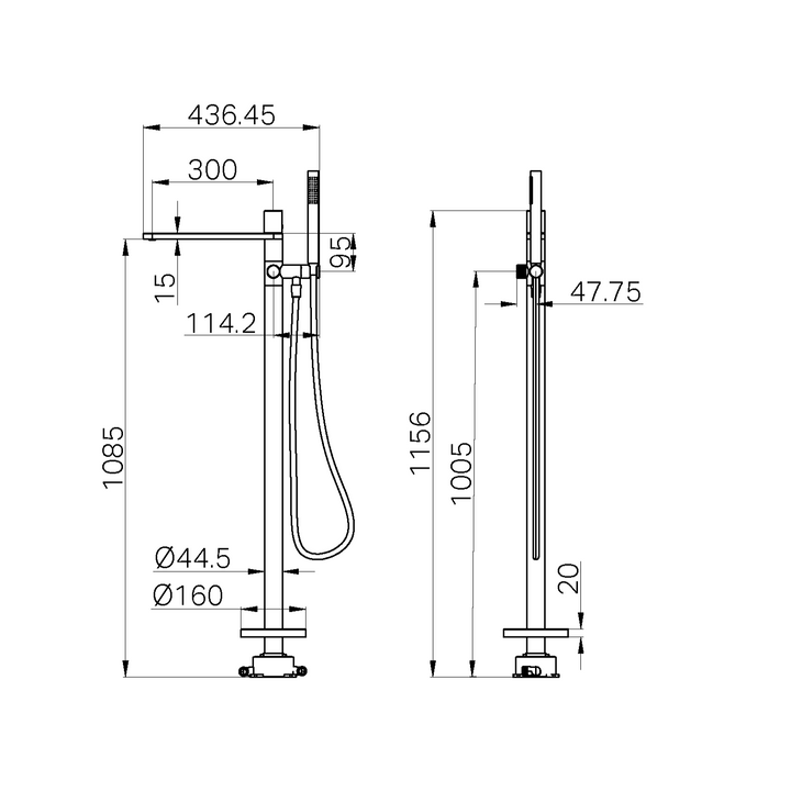 Nero Pure Progressive SS316L Outdoor Freestanding Bath Mixer with Shower - Design 10