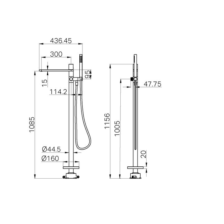 Nero Pure Progressive SS316L Freestanding Bath Mixer with Shower - Design 10