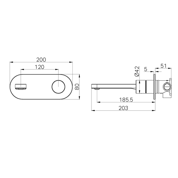 Nero Pure Progressive SS316L Wall Basin/Bath Mixer (Complete Kit) - Design 10
