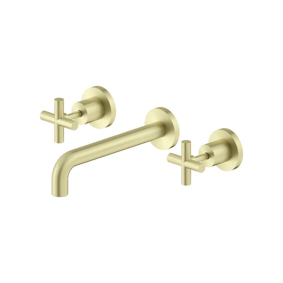 Nero X Plus Wall Basin Set Spout Brushed Gold 215mm