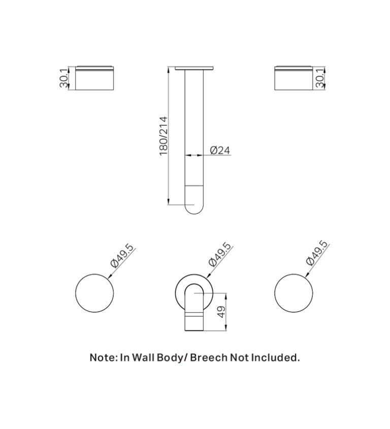 Nero Kara Wall Basin Set 180mm