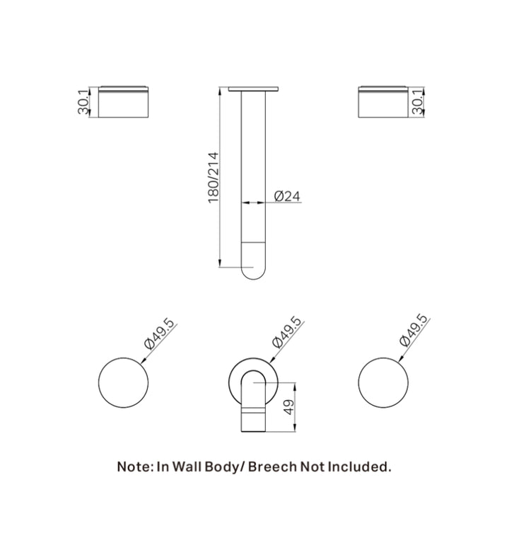 Nero Kara Wall Basin Set 180mm