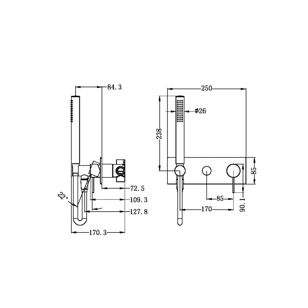 Nero Mecca Shower Mixer With Divertor System - Design 10