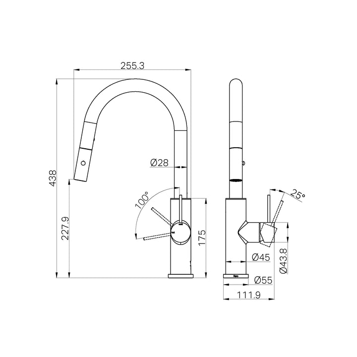 Nero Mecca Smart Sensor Pull Out Sink Mixer - Design 10