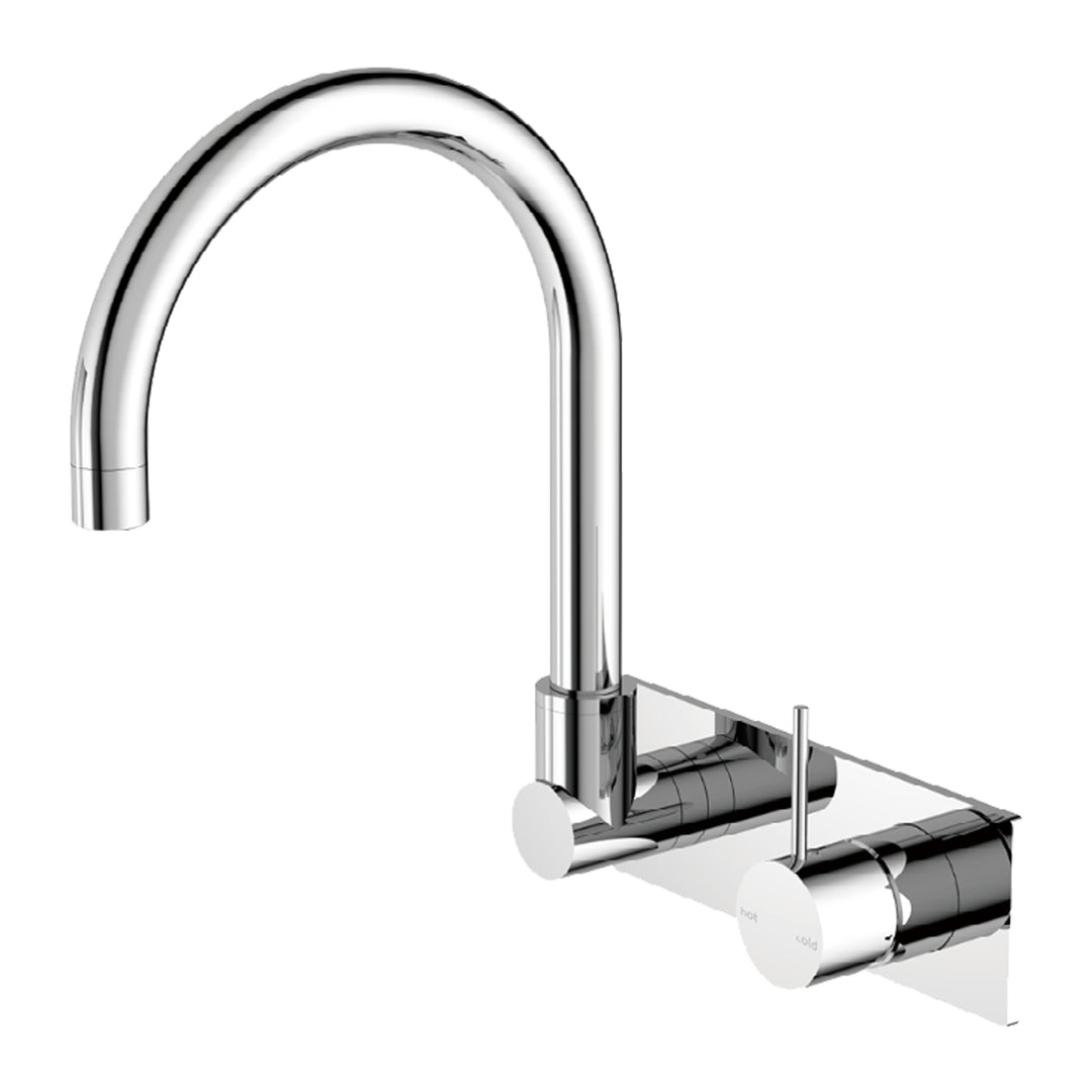 Nero Mecca Wall Basin Mixer Swivel Spout Handle Up