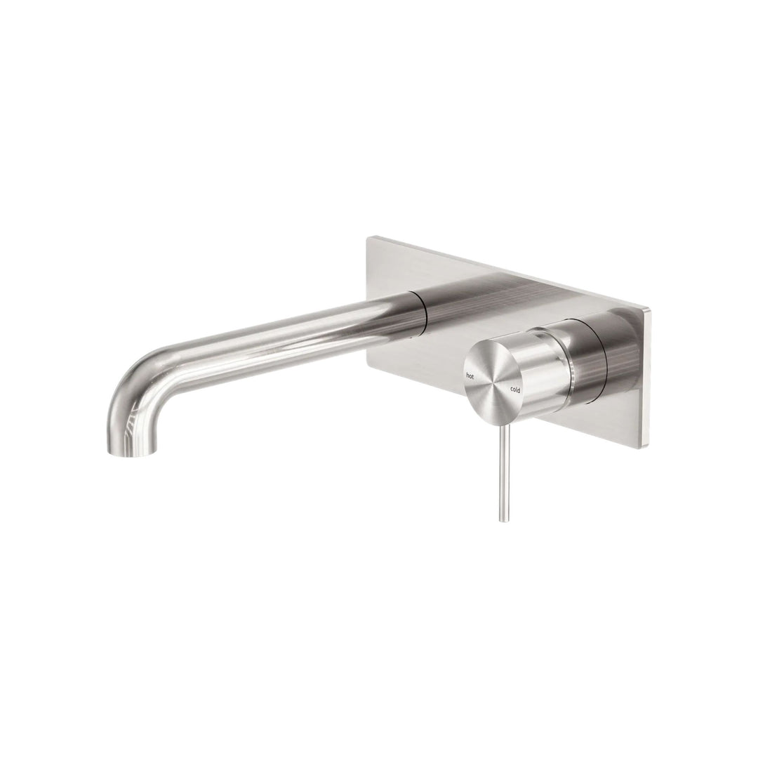 Nero Mecca Wall Basin Mixer 160mm Spout Brushed Nickel