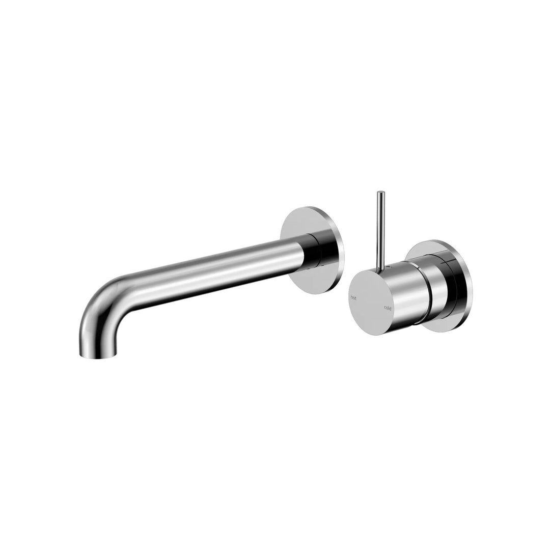Nero Mecca Wall Basin Mixer Separate Back Plate Handle Up 230mm Spout Chrome