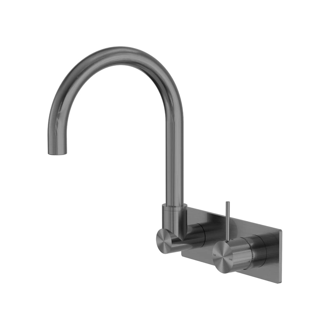 Nero Mecca Wall Basin Mixer Swivel Spout Gun Metal