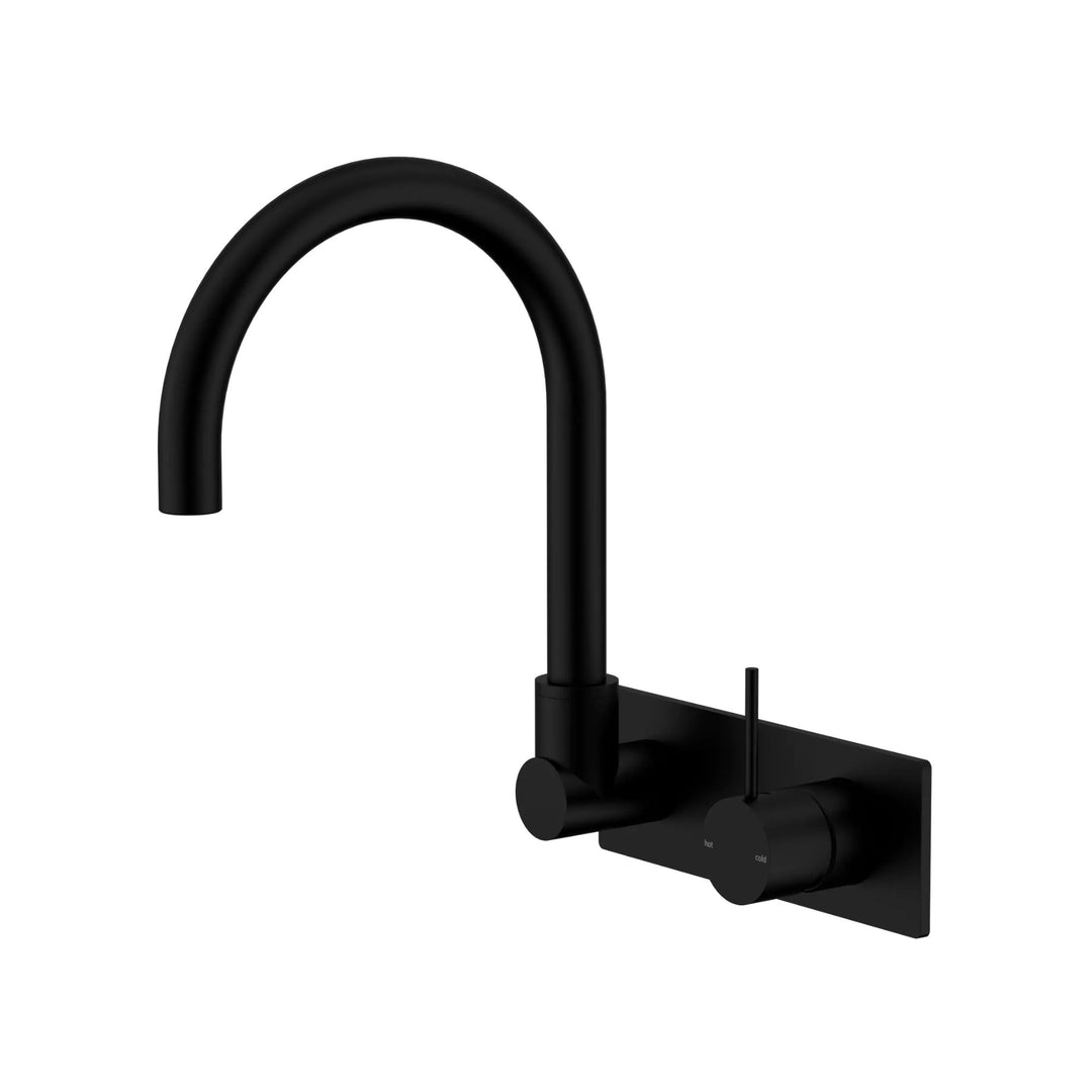 Nero Mecca Wall Basin Mixer Swivel Spout Matte Black