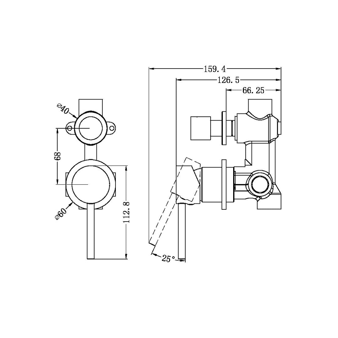 Nero Dolce Shower Mixer With Diverter Separate Plate - Design 10