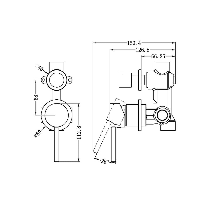 Nero Dolce Shower Mixer With Diverter Separate Plate - Design 10