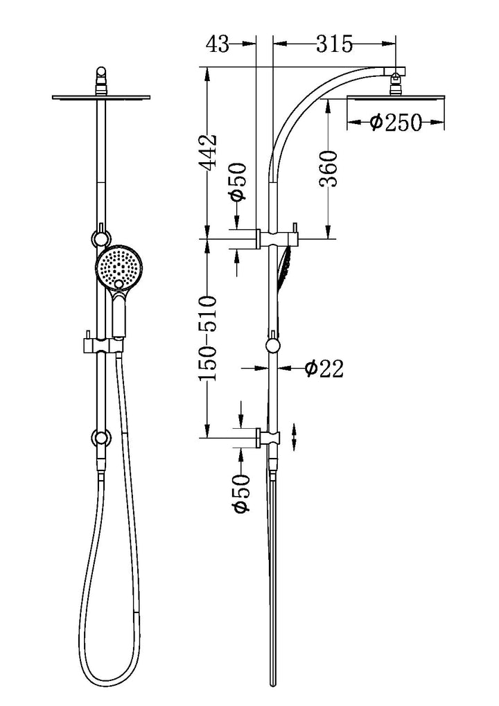 Nero Dolce Twin Shower - Design 10