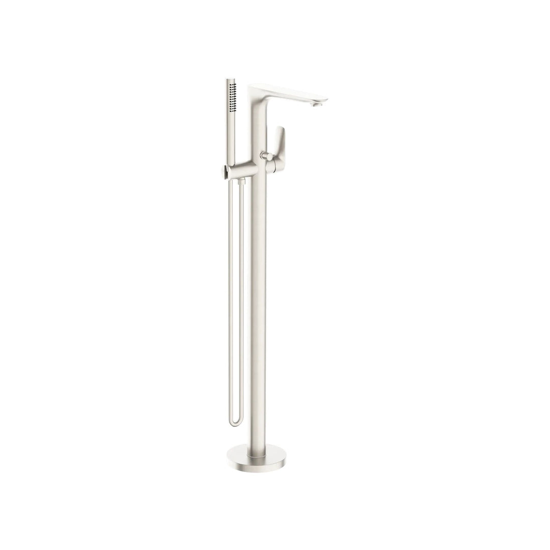 Nero Bianca Floor Standing Bath Mixer With Hand Shower Brushed Nickel