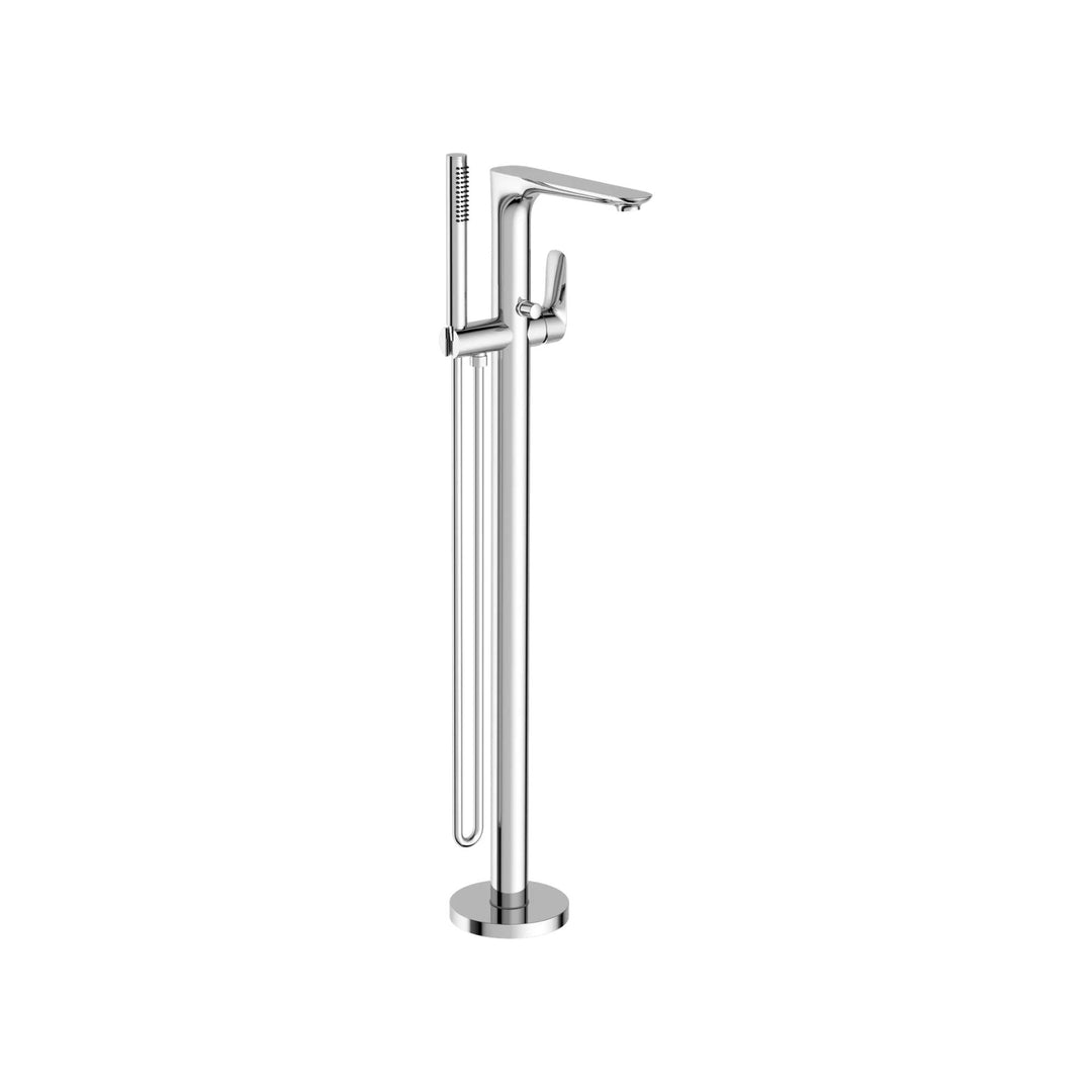 Nero Bianca Floor Standing Bath Mixer With Hand Shower Chrome