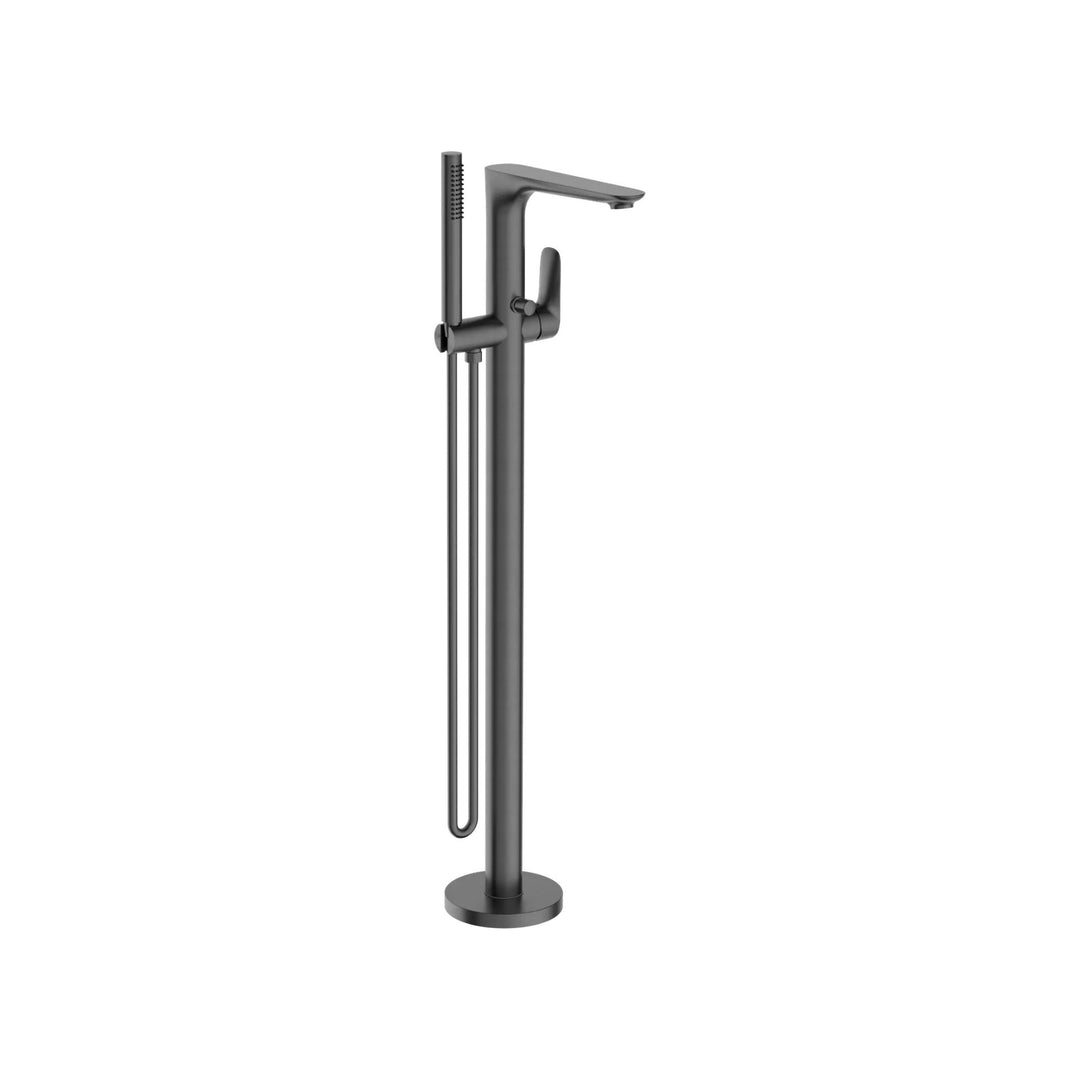 Nero Bianca Floor Standing Bath Mixer With Hand Shower Gun Metal