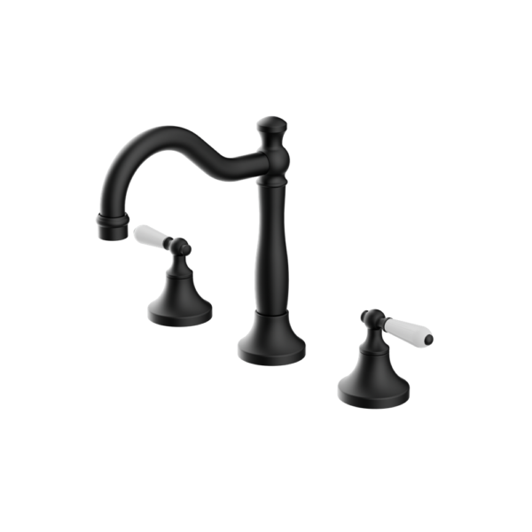 Nero York Basin Set + Black Porcelain Lever - Design 10