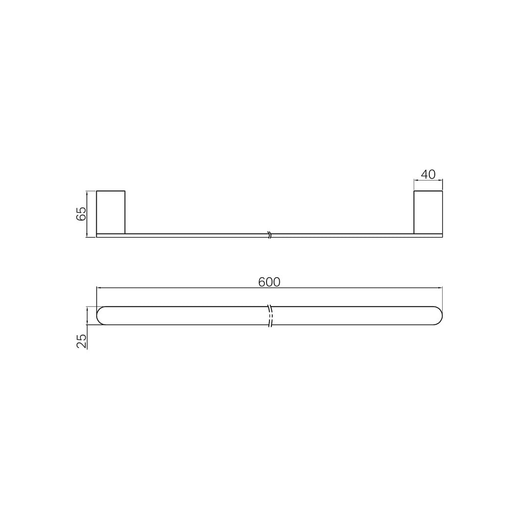 Nero Bianca Single Towel Rail 600mm