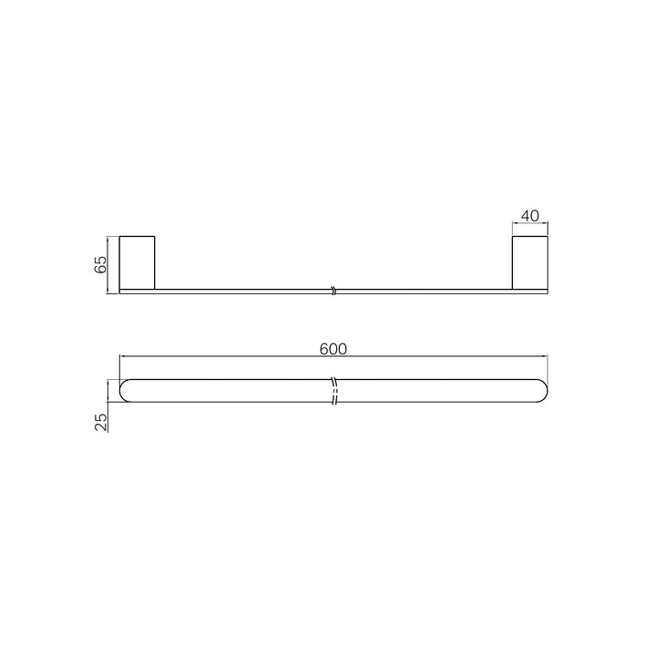 Nero Bianca Single Towel Rail 600mm