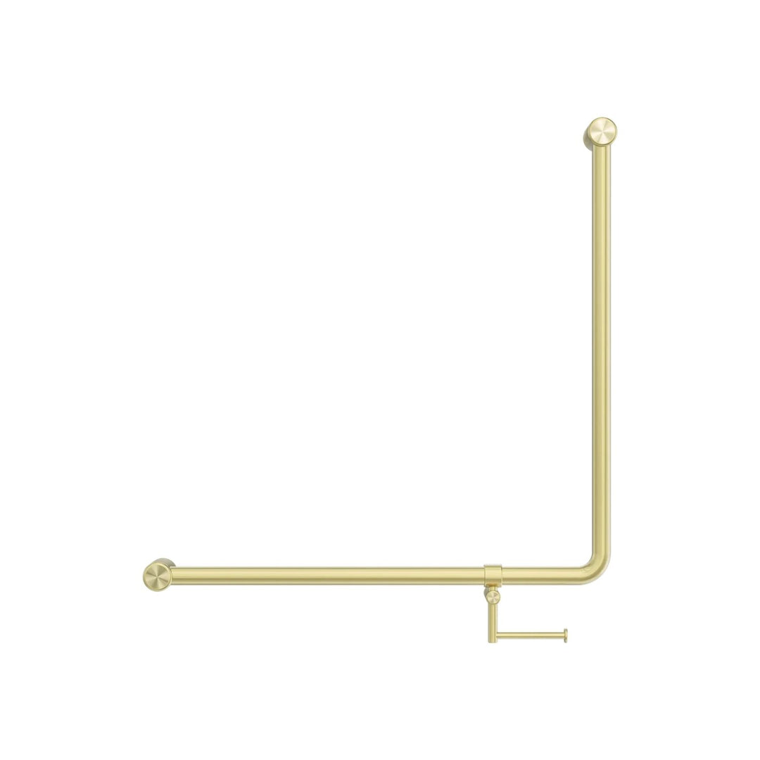 Nero Mecca Care 32mm 90 Degree Accessible Toilet Grab Rail with Toilet Roll Holder 750 x 750mm