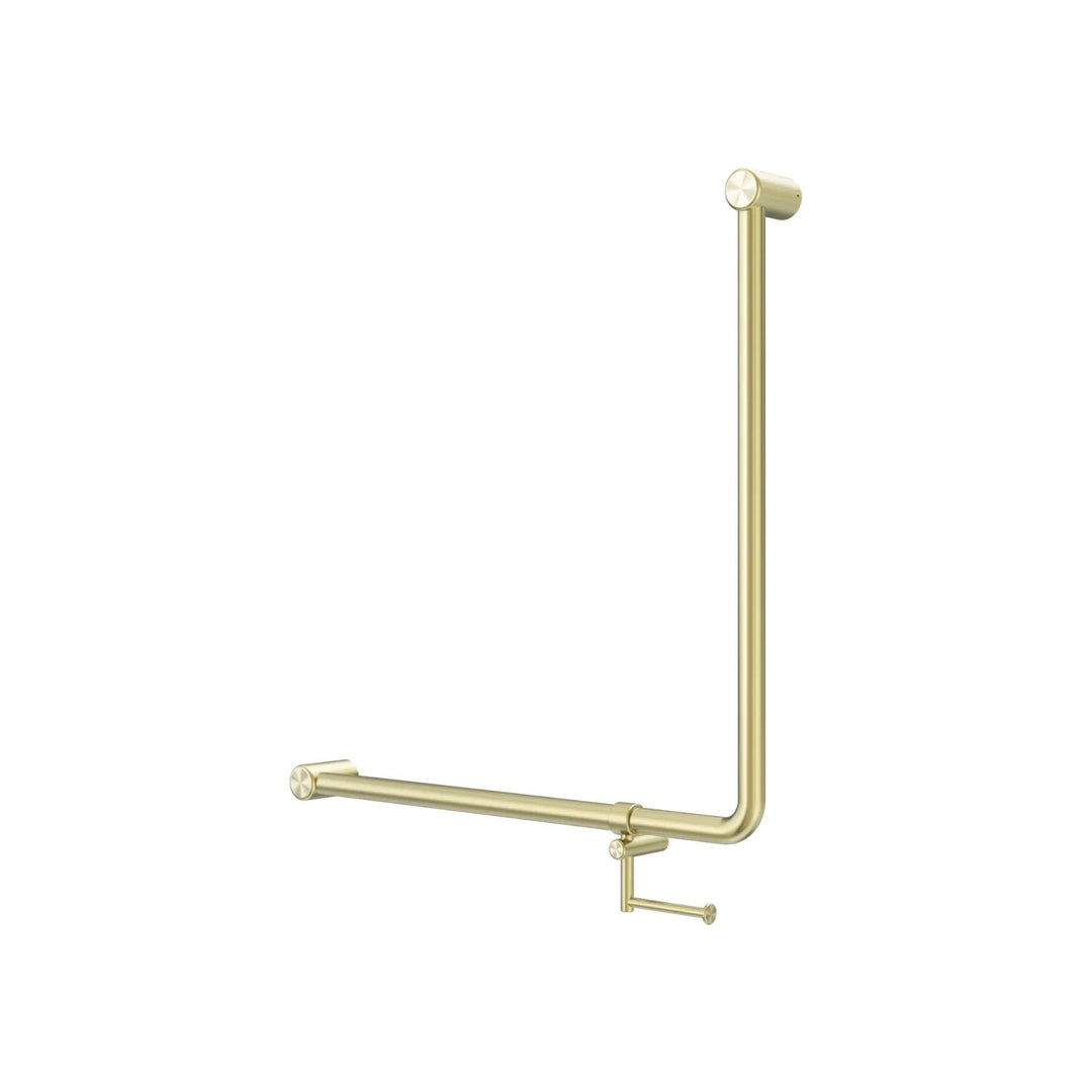 Nero Mecca Care 32mm 90 Degree Accessible Toilet Grab Rail with Toilet Roll Holder 750 x 750mm