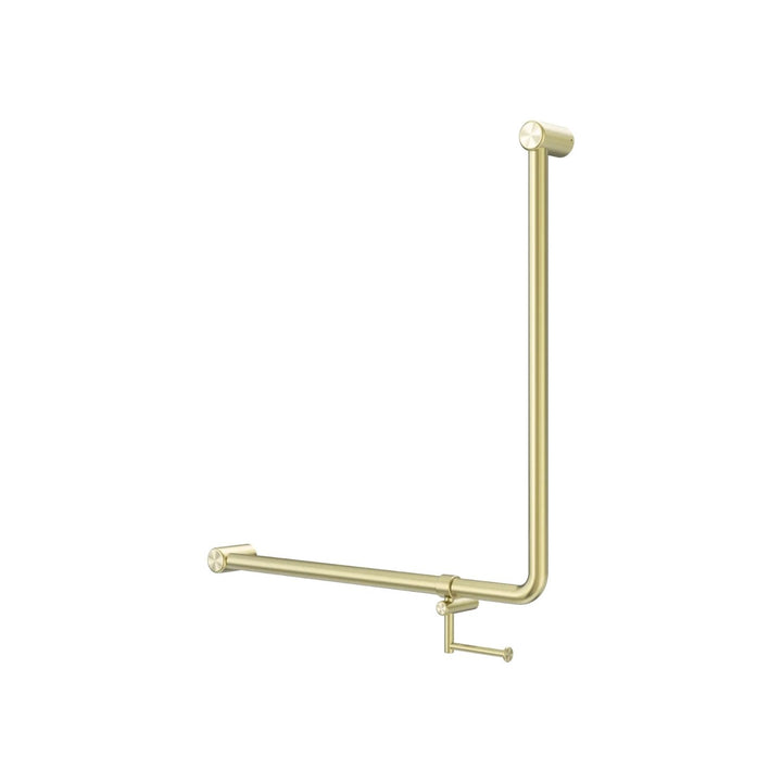 Nero Mecca Care 32mm 90 Degree Accessible Toilet Grab Rail with Toilet Roll Holder 750 x 750mm