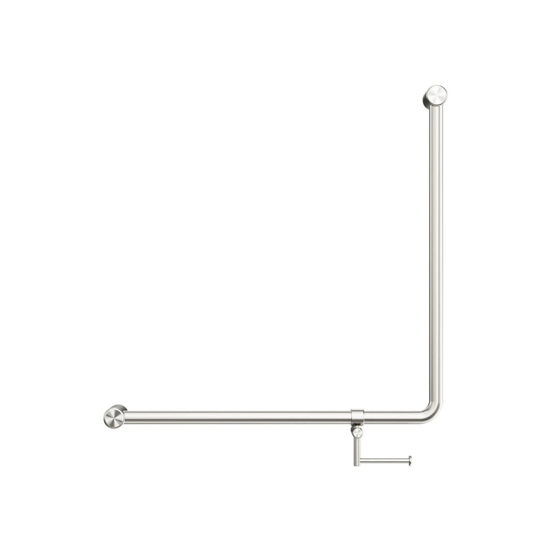Nero Mecca Care 32mm 90 Degree Accessible Toilet Grab Rail with Toilet Roll Holder 750 x 750mm