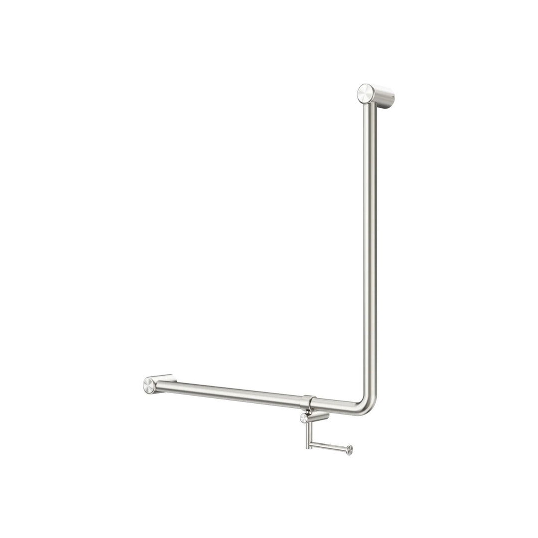 Nero Mecca Care 32mm 90 Degree Accessible Toilet Grab Rail with Toilet Roll Holder 750 x 750mm