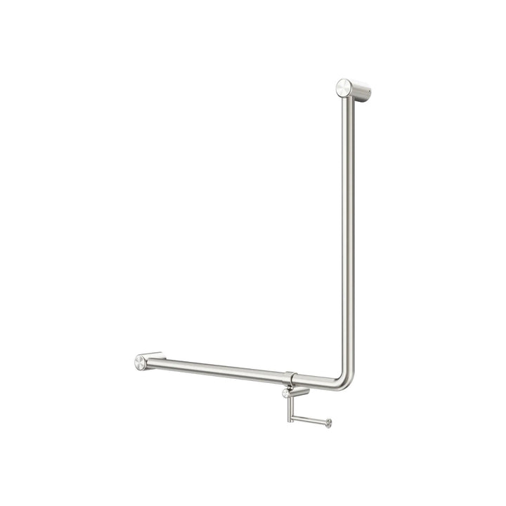 Nero Mecca Care 32mm 90 Degree Accessible Toilet Grab Rail with Toilet Roll Holder 750 x 750mm
