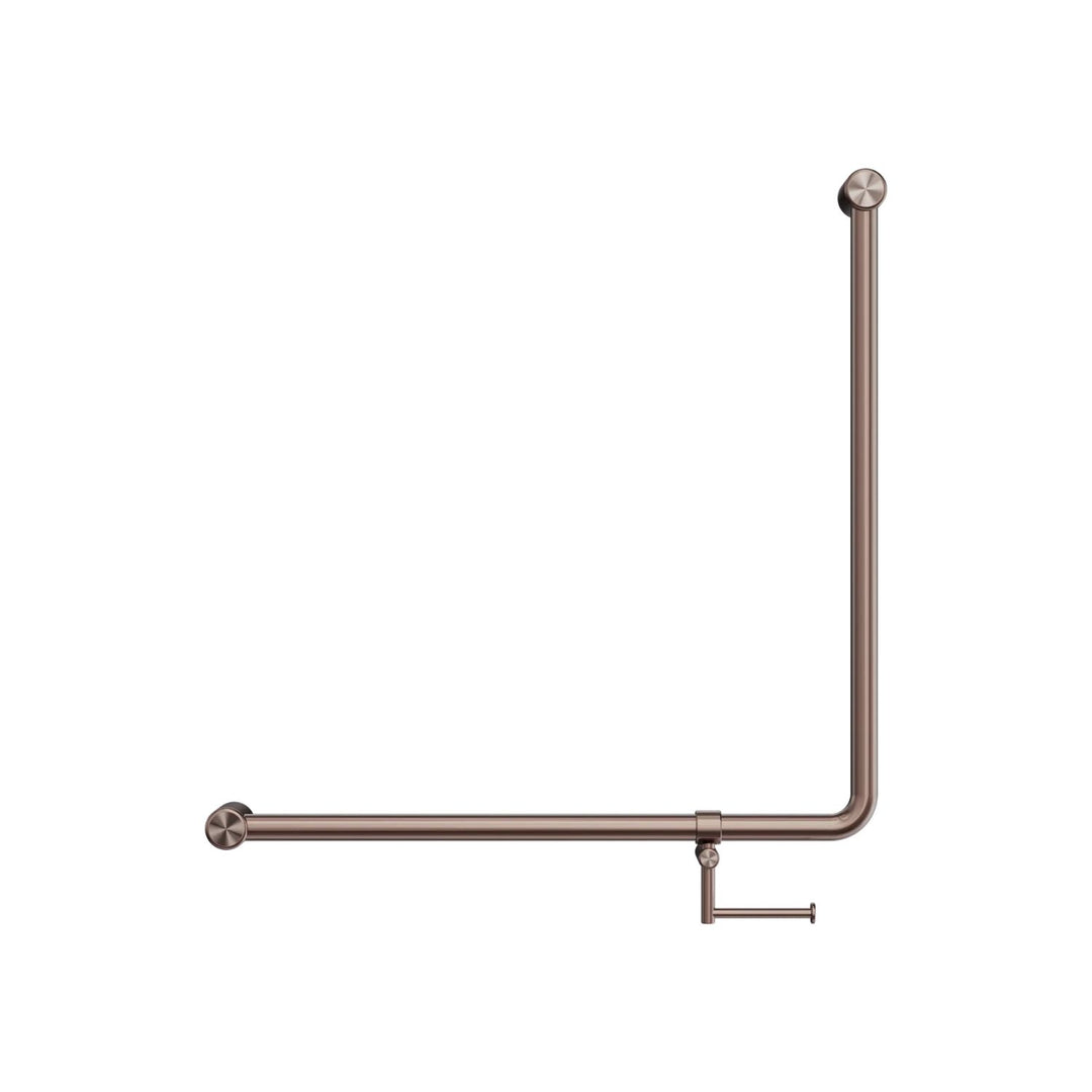 Nero Mecca Care 32mm 90 Degree Accessible Toilet Grab Rail with Toilet Roll Holder 750 x 750mm