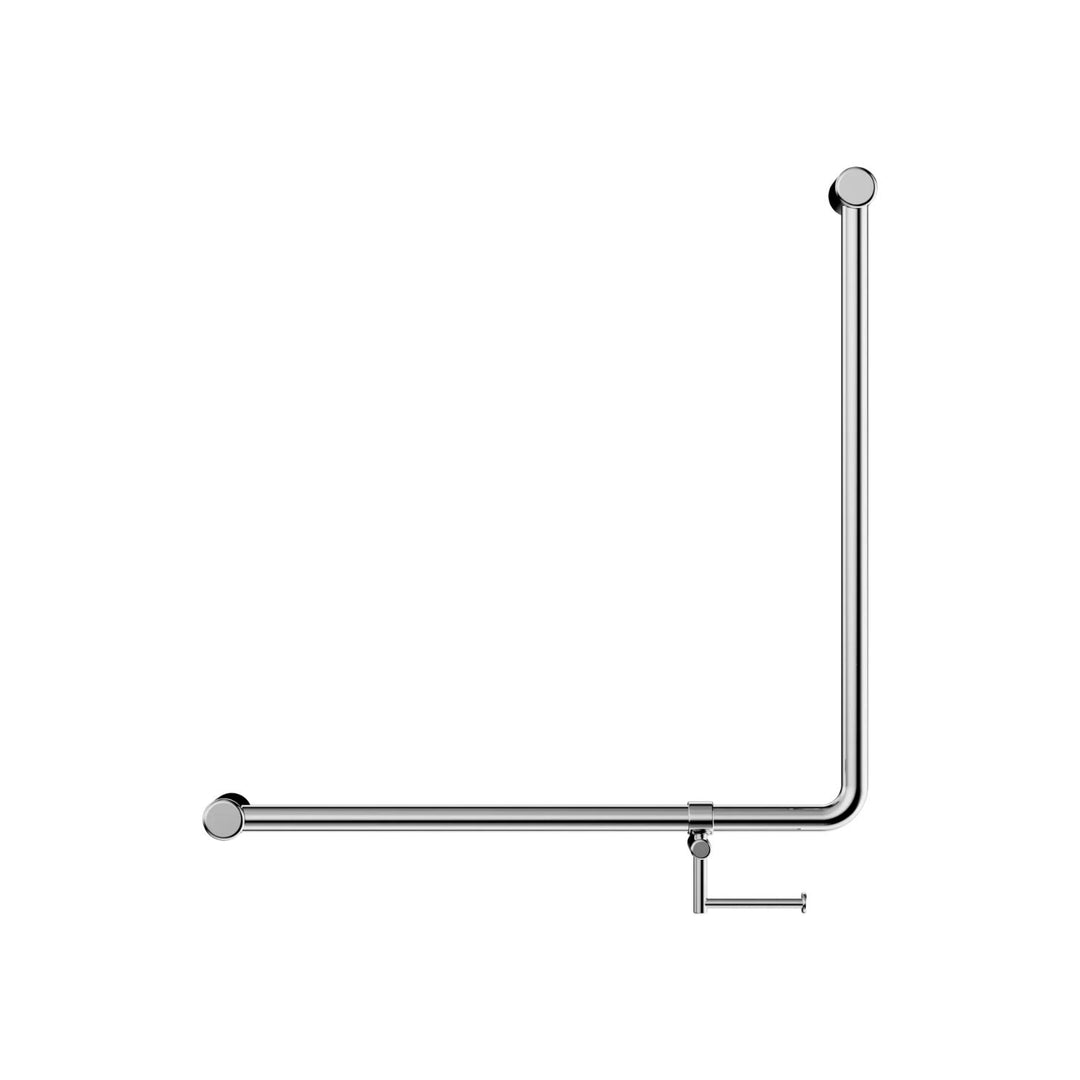 Nero Mecca Care 32mm 90 Degree Accessible Toilet Grab Rail with Toilet Roll Holder 750 x 750mm