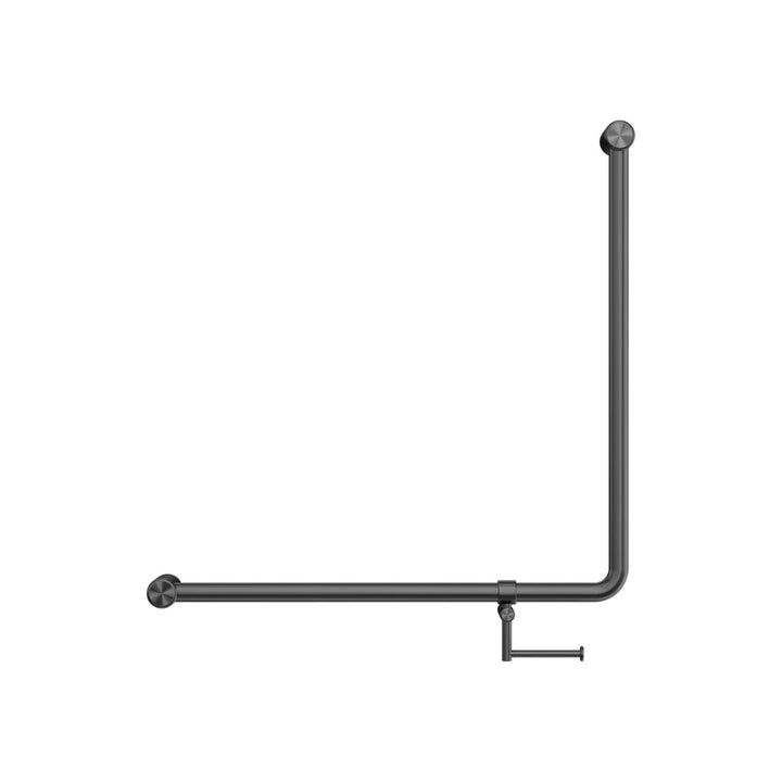 Nero Mecca Care 32mm 90 Degree Accessible Toilet Grab Rail with Toilet Roll Holder 750 x 750mm