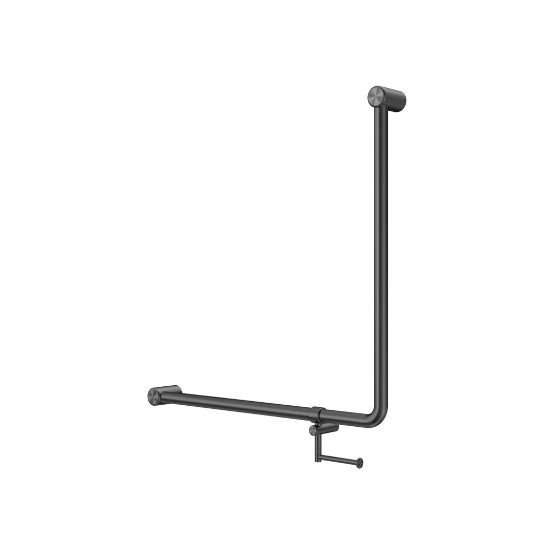 Nero Mecca Care 32mm 90 Degree Accessible Toilet Grab Rail with Toilet Roll Holder 750 x 750mm