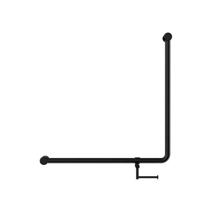 Nero Mecca Care 32mm 90 Degree Accessible Toilet Grab Rail with Toilet Roll Holder 750 x 750mm