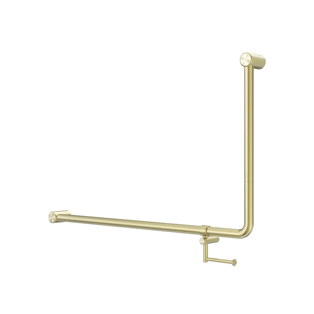 Nero Mecca Care 32mm DDA Accessible Toilet 90 Degree Bent Tube Grab Rail with Toilet Roll Holder 600 x 1000mm