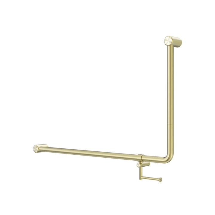 Nero Mecca Care 32mm DDA Accessible Toilet 90 Degree Bent Tube Grab Rail with Toilet Roll Holder 600 x 1000mm