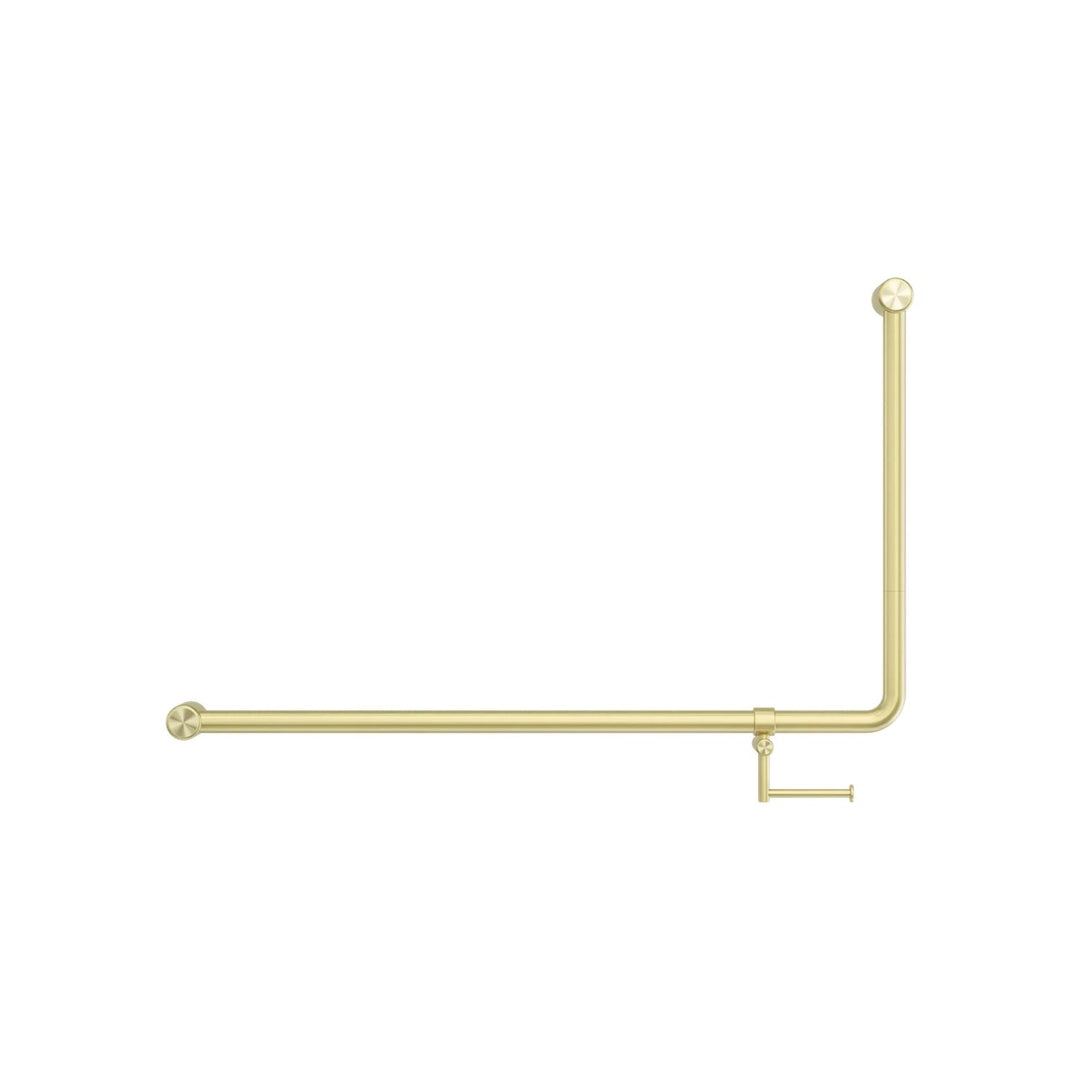 Nero Mecca Care 32mm DDA Accessible Toilet 90 Degree Bent Tube Grab Rail with Toilet Roll Holder 600 x 1000mm