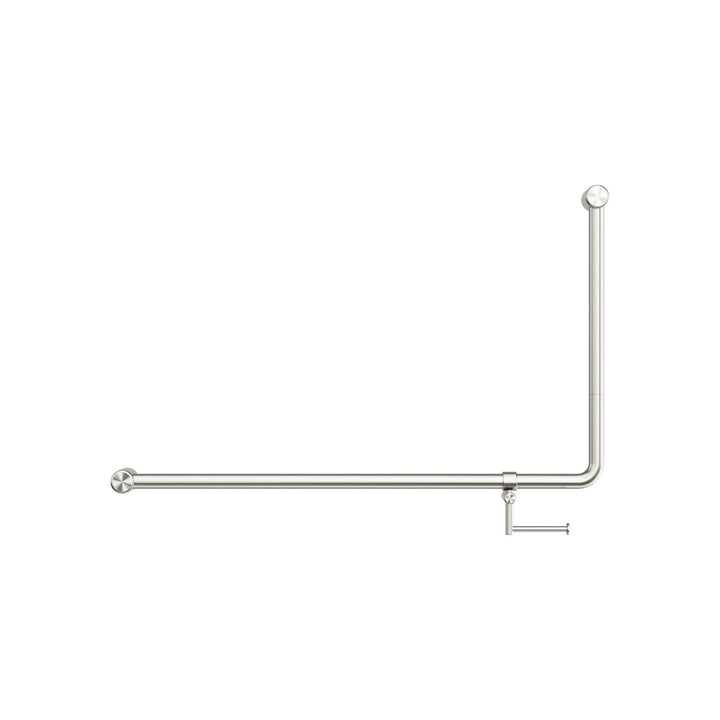 Nero Mecca Care 32mm DDA Accessible Toilet 90 Degree Bent Tube Grab Rail with Toilet Roll Holder 600 x 1000mm