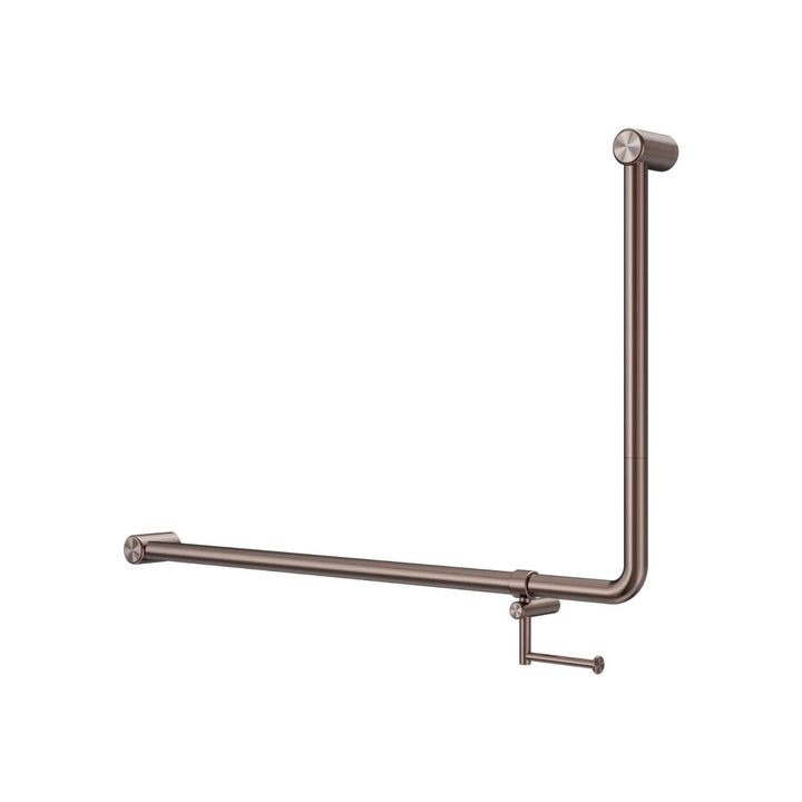 Nero Mecca Care 32mm DDA Accessible Toilet 90 Degree Bent Tube Grab Rail with Toilet Roll Holder 600 x 1000mm